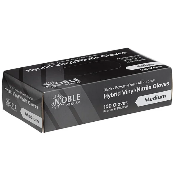 Noble Powder-Free Disposable Black Hybrid 3.5 Mil Thick Gloves - Large - 100/Box Noble Powder-Free Disposable Black Hybrid 3.5 Mil Thick Gloves - Large - 100/Box