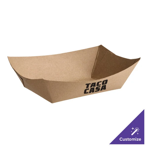 #300 3 lb. Natural Eco-Kraft Customizable Paper Food Tray - 250/Pack #300 3 lb. Natural Eco-Kraft Customizable Paper Food Tray - 250/Pack