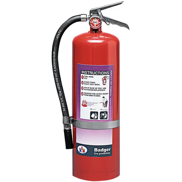 Badger Extra 23778 10 lb. Potassium Bicarbonate Purple K Dry Chemical Fire Extinguisher with Wall Hook - UL Rating 80-B:C Badger Extra 23778 10 lb. Potassium Bicarbonate Purple K Dry Chemical Fire Extinguisher with Wall Hook - UL Rating 80-B:C
