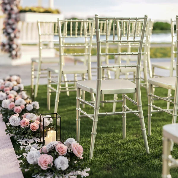 Lancaster Table & Seating Steel Reinforced Heavy-Duty Champagne Resin Chiavari Chair Lancaster Table & Seating Steel Reinforced Heavy-Duty Champagne Resin Chiavari Chair
