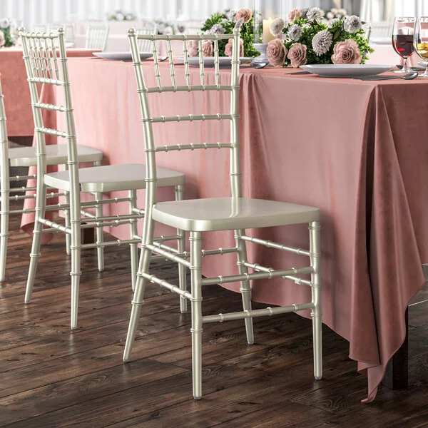 Lancaster Table & Seating Steel Reinforced Heavy-Duty Champagne Resin Chiavari Chair Lancaster Table & Seating Steel Reinforced Heavy-Duty Champagne Resin Chiavari Chair