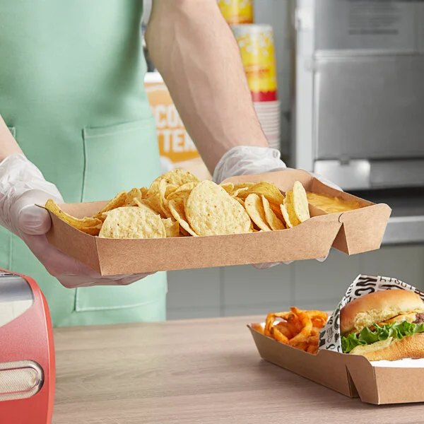 Carnival King 10 lb. Large Two-Compartment Paper Food Tray 10