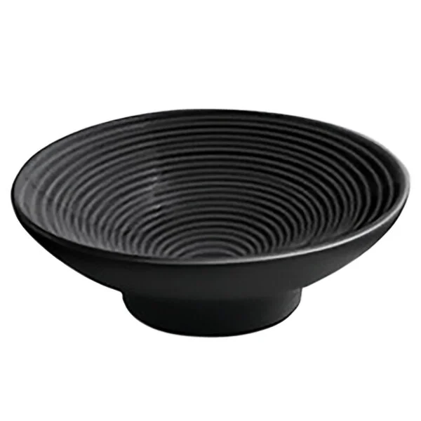 Front of the House Spiral 3 oz. Semi-Matte Black Round Porcelain Ramekin - 12/Case Front of the House Spiral 3 oz. Semi-Matte Black Round Porcelain Ramekin - 12/Case