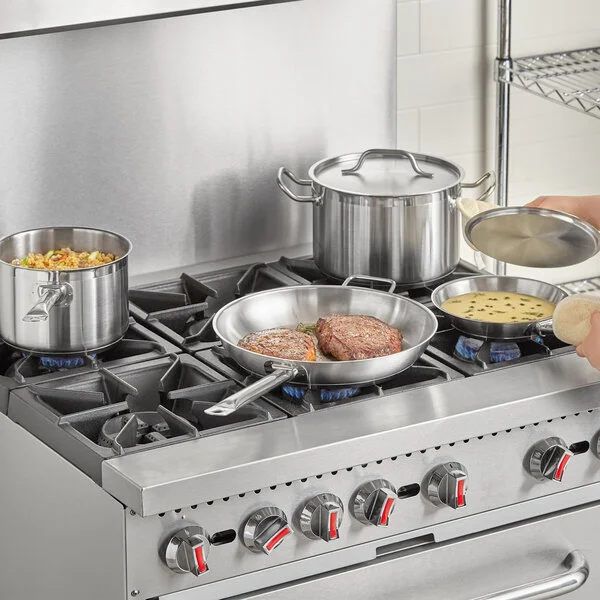 Vigor SS1 Series 6-Piece Induction Ready Stainless Steel Cookware Set with 4 Qt. Sauce Pan, 12 Vigor SS1 Series 6-Piece Induction Ready Stainless Steel Cookware Set with 4 Qt. Sauce Pan, 12