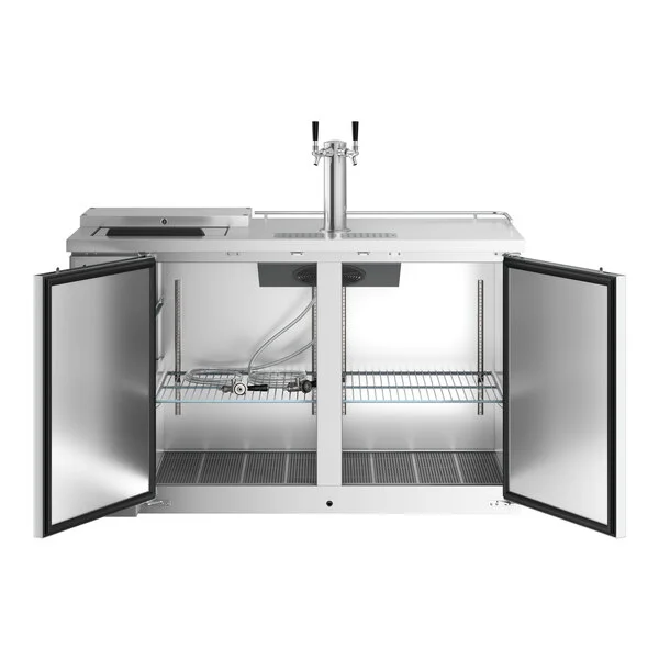 Avantco UDD-2-CT-S Stainless Steel Kegerator / Beer Dispenser with Double Tap Tower and Club Top - (2) 1/2 Keg Capacity Avantco UDD-2-CT-S Stainless Steel Kegerator / Beer Dispenser with Double Tap Tower and Club Top - (2) 1/2 Keg Capacity