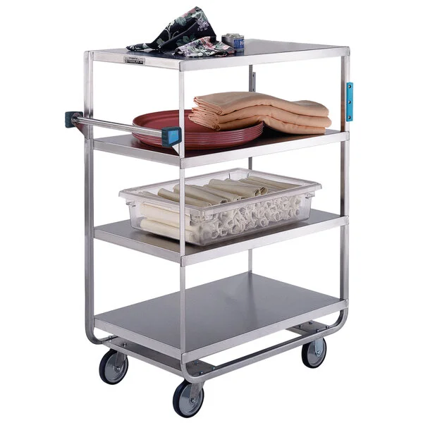 Lakeside 560 Heavy-Duty Stainless Steel Four Shelf Utility Cart with All Edges Down - 21 1/2 Lakeside 560 Heavy-Duty Stainless Steel Four Shelf Utility Cart with All Edges Down - 21 1/2
