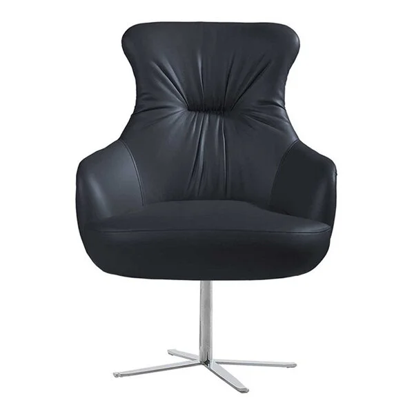 QA Group Black Faux Leather Executive Chair with Steel Swivel Base QA Group Black Faux Leather Executive Chair with Steel Swivel Base
