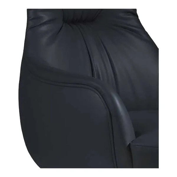 QA Group Black Faux Leather Executive Chair with Steel Swivel Base QA Group Black Faux Leather Executive Chair with Steel Swivel Base