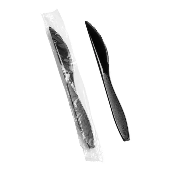 Solo Impress Individually Wrapped Heavy Weight Black Plastic Knife - 1,000/Case Solo Impress Individually Wrapped Heavy Weight Black Plastic Knife - 1,000/Case