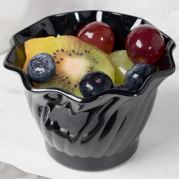 Cambro SRB5110 5 oz. Black Plastic Swirl Bowl - 24/Case