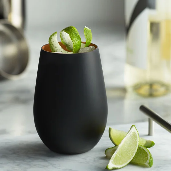 Stolzle Glisten from Global Tableware Collective 16.5 oz. Matte Black/Copper Stemless Wine Glass / Tumbler - 6/Case