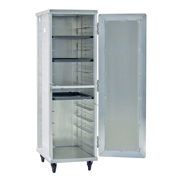 New Age Industrial Heavy-Duty Series 12-Pan Front-Load Full-Size Mobile Angle-Ledge Aluminum Enclosed Sheet Pan Rack 97243
