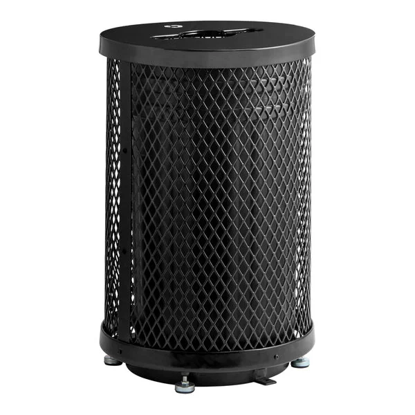 Lancaster Table & Seating 36 Gallon Heavy-Duty Round Black Expanded Steel Outdoor Trash Can with Recycle Lid Lancaster Table & Seating 36 Gallon Heavy-Duty Round Black Expanded Steel Outdoor Trash Can with Recycle Lid