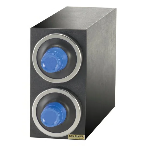 San Jamar C2902 EZ-Fit® Black 2-Slot Vertical 8 - 46 oz. Countertop Cup Dispenser Cabinet with Metal Trim Ring San Jamar C2902 EZ-Fit® Black 2-Slot Vertical 8 - 46 oz. Countertop Cup Dispenser Cabinet with Metal Trim Ring