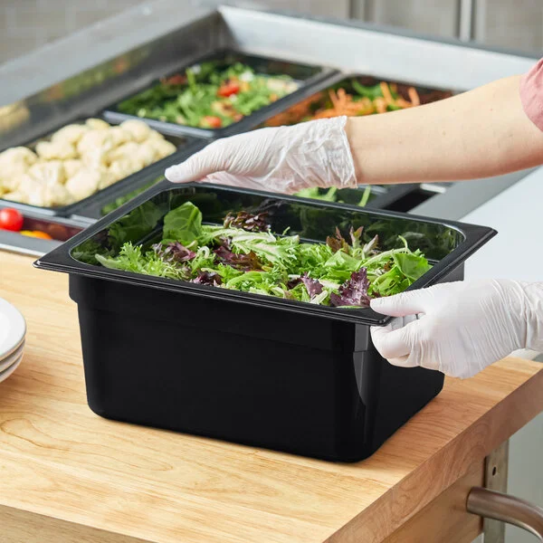 Carlisle 10222B03 StorPlus 1/2 Size Black Polycarbonate Food Pan - 6 Carlisle 10222B03 StorPlus 1/2 Size Black Polycarbonate Food Pan - 6
