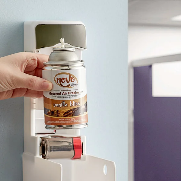 Noble 7.25 oz. Vanilla Bliss Ready-to-Use Metered Air Freshener Refill - 12/Case Noble 7.25 oz. Vanilla Bliss Ready-to-Use Metered Air Freshener Refill - 12/Case