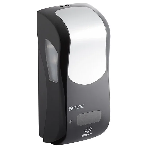 San Jamar SHF970BKSS Summit Rely Black Hybrid Automatic Foam Hand Soap and Sanitizer Dispenser - 5 1/2 San Jamar SHF970BKSS Summit Rely Black Hybrid Automatic Foam Hand Soap and Sanitizer Dispenser - 5 1/2