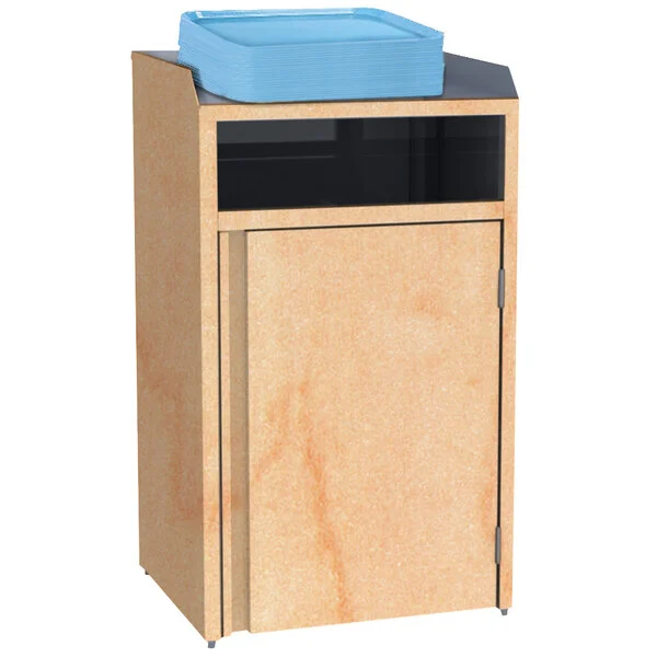 Lakeside 4410HRM Rectangular Stainless Steel Waste Station with Front Access and Hard Rock Maple Laminate Finish - 26 1/2