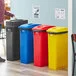 Lavex 92 Gallon 4-Stream Slim Rectangular Recycle Station with Black Drop Shot, Blue Paper Slot, Red Bottle / Can, and Yellow Bottle / Can Lids Lavex 92 Gallon 4-Stream Slim Rectangular Recycle Station with Black Drop Shot, Blue Paper Slot, Red Bottle / Can, and Yellow Bottle / Can Lids