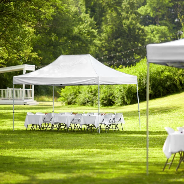Backyard Pro Courtyard Series 10' x 15' White Straight Leg Regular-Duty Steel Instant Pop-Up Canopy Tent Backyard Pro Courtyard Series 10' x 15' White Straight Leg Regular-Duty Steel Instant Pop-Up Canopy Tent