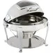 Bon Chef 19001CH Roman Elite 8 Qt. Dripless Round Stainless Steel with Chrome Accents Roll Top Chafer with Glass Window and Roman Legs Bon Chef 19001CH Roman Elite 8 Qt. Dripless Round Stainless Steel with Chrome Accents Roll Top Chafer with Glass Window and Roman Legs