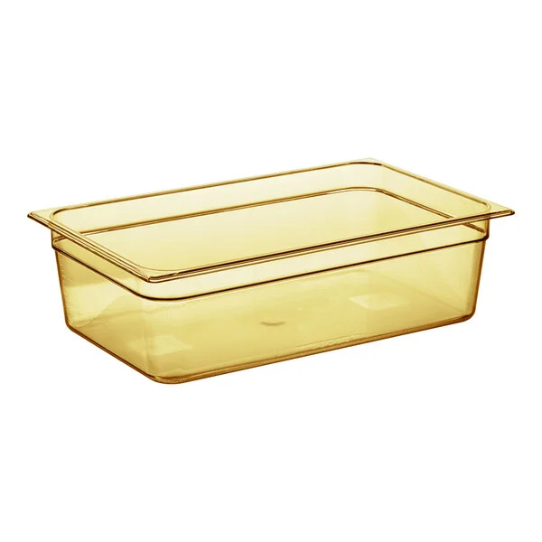 Rubbermaid® FG232P00AMBR Full Size Amber High Heat Plastic Food Pan - 6 Rubbermaid® FG232P00AMBR Full Size Amber High Heat Plastic Food Pan - 6