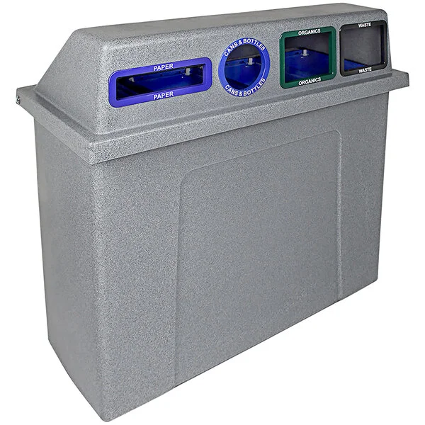 Busch Systems Super Sorter 104017 92 Gallon LDPE Four Stream Decorative Trash Can Busch Systems Super Sorter 104017 92 Gallon LDPE Four Stream Decorative Trash Can