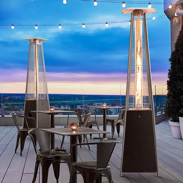Backyard Pro Courtyard Series HPSQRBLK Black Portable Propane Outdoor Patio Heater with Glass Tube - 40,000 BTU Backyard Pro Courtyard Series HPSQRBLK Black Portable Propane Outdoor Patio Heater with Glass Tube - 40,000 BTU