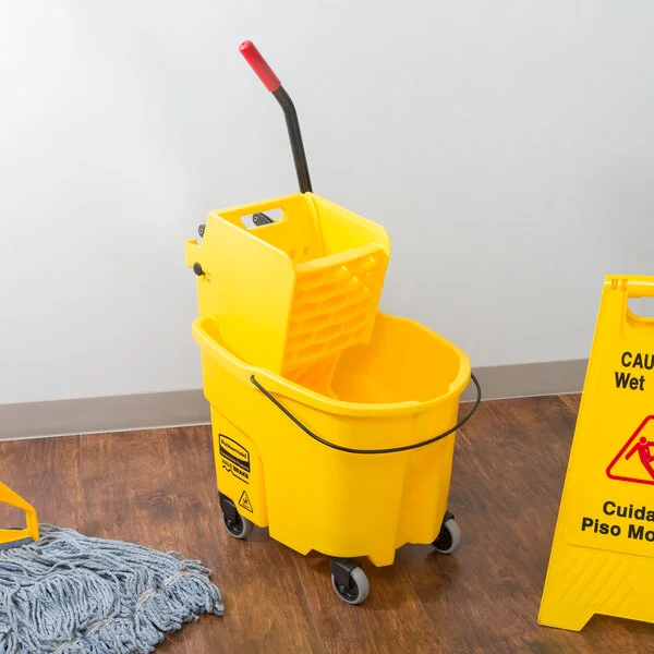 Rubbermaid® FG758088YEL WaveBrake® 35 Qt. Yellow Mop Bucket with Side Press Wringer Rubbermaid® FG758088YEL WaveBrake® 35 Qt. Yellow Mop Bucket with Side Press Wringer