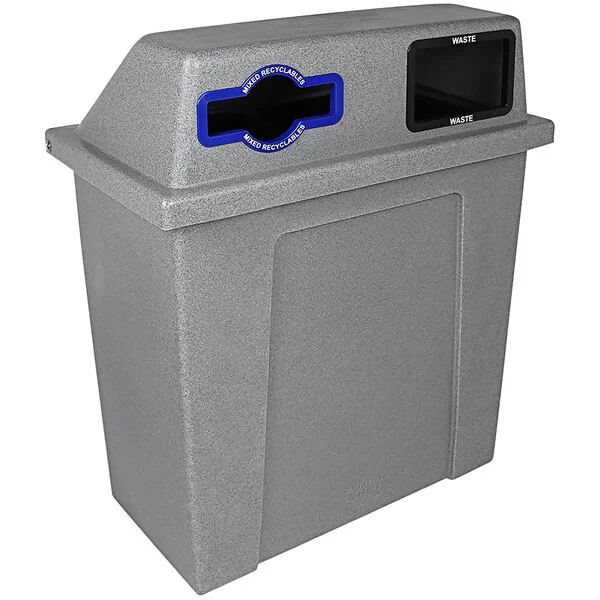 Busch Systems Super Sorter 101433 64 Gallon LDPE Two Stream Decorative Mixed Recyclables / Waste Receptacle Busch Systems Super Sorter 101433 64 Gallon LDPE Two Stream Decorative Mixed Recyclables / Waste Receptacle