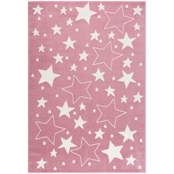 Abani Play Collection 4' x 6' Pink Contemporary Stars Area Rug Abani Play Collection 4' x 6' Pink Contemporary Stars Area Rug