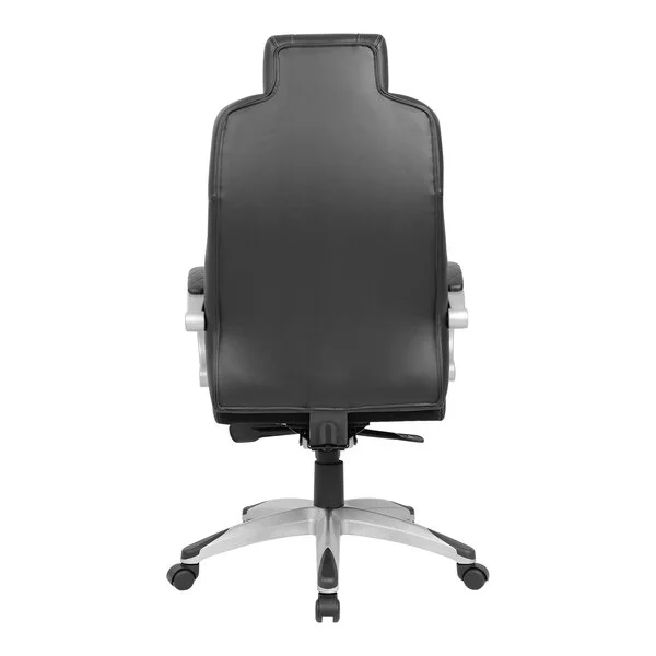 Boss Black CaressoftPlus Vinyl High-Back Executive Chair with Padded Hinged Arms and Synchro-Tilt Mechanism Boss Black CaressoftPlus Vinyl High-Back Executive Chair with Padded Hinged Arms and Synchro-Tilt Mechanism