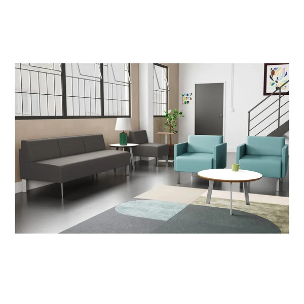 Lesro Luxe Lounge Series Open House Asteroid Fabric 3-Seat Sofa with Upholstered Arms and Steel Legs Lesro Luxe Lounge Series Open House Asteroid Fabric 3-Seat Sofa with Upholstered Arms and Steel Legs