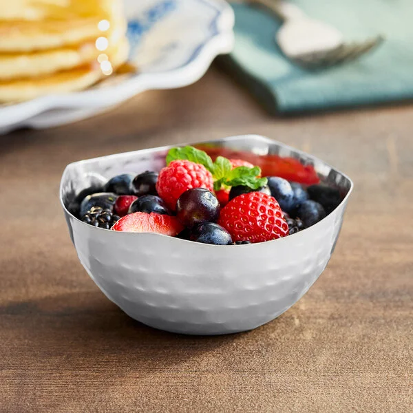 American Metalcraft SBH400 5.5 oz. Round Hammered Stainless Steel Snack Bowl / Sauce Cup