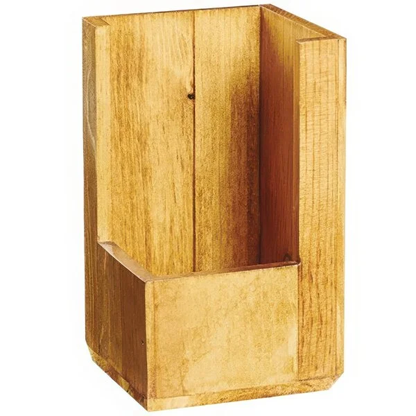 Cal-Mil 22110-99 Madera Rustic Pine Wood Cup / Lid / Condiment Holder - 3 3/4