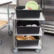 Lakeside 411A Medium-Duty Stainless Steel 3 Shelf Utility Cart with Purple Handle and Leg Bumpers - 16 3/4 Lakeside 411A Medium-Duty Stainless Steel 3 Shelf Utility Cart with Purple Handle and Leg Bumpers - 16 3/4