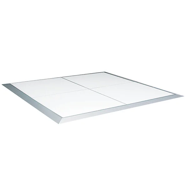 Palmer Snyder 27' x 36' White Acrylic Portable Dance Floor with Silver Trim - 3' x 3' Panels