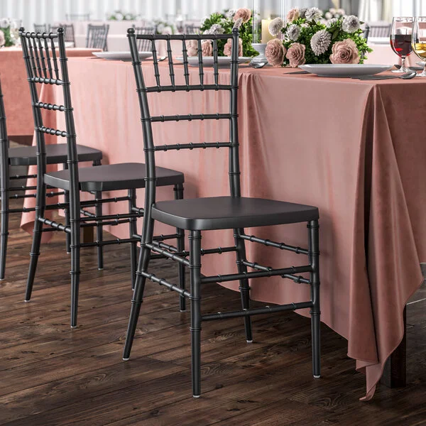 Lancaster Table & Seating Steel Reinforced Heavy-Duty Black Resin Chiavari Chair Lancaster Table & Seating Steel Reinforced Heavy-Duty Black Resin Chiavari Chair