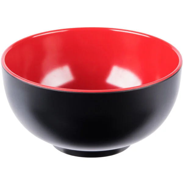 Elite Global Solutions JW542T Karma 1.5 Qt. Black and Red Round Two-Tone Melamine Bowl - 6/Case Elite Global Solutions JW542T Karma 1.5 Qt. Black and Red Round Two-Tone Melamine Bowl - 6/Case