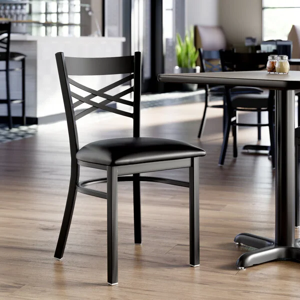 Lancaster Table & Seating Black Finish Cross Back Chair with 2 1/2 Lancaster Table & Seating Black Finish Cross Back Chair with 2 1/2