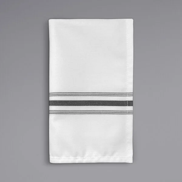 Oxford Super Blend Black 100% Spun Polyester Bistro Striped Cloth Napkins 18 Oxford Super Blend Black 100% Spun Polyester Bistro Striped Cloth Napkins 18