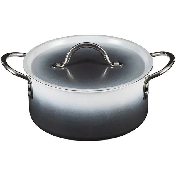 Bon Chef Country French X 3.3 Qt. Ombre Shadow Gray Sauce Pot with Cover 73301-OM-S Bon Chef Country French X 3.3 Qt. Ombre Shadow Gray Sauce Pot with Cover 73301-OM-S