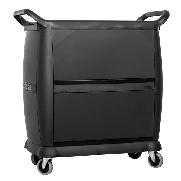 Carlisle CC2036P03 3 Shelf Black Utility / Bus Cart with Panels - 300 lb. Capacity Carlisle CC2036P03 3 Shelf Black Utility / Bus Cart with Panels - 300 lb. Capacity