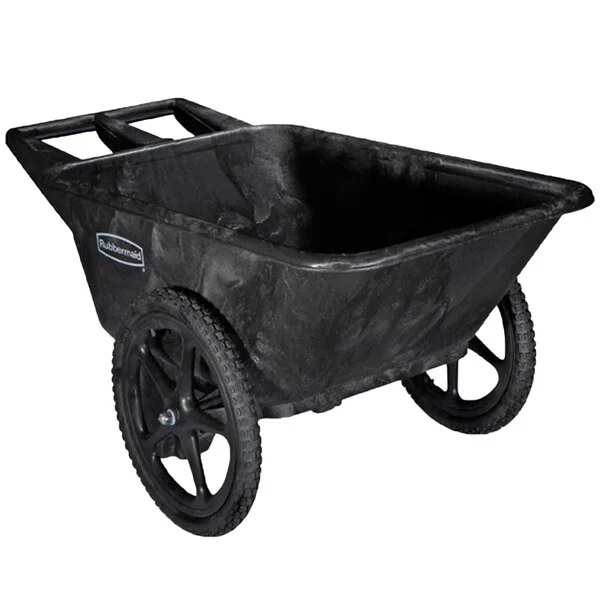 Rubbermaid® FG564200BLA Big Wheel Black Heavy-Duty Tilt-Truck Cart - 7.5 cu. ft.