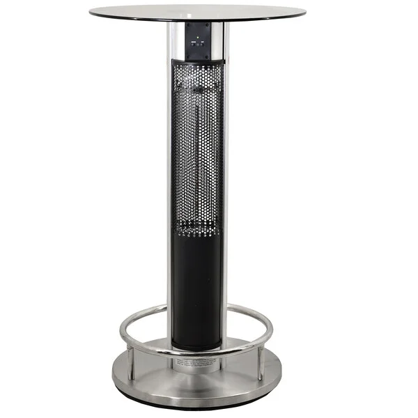 Omcan 43123 Bar Height Glass Top Electric Heated Patio Table - 110V, 1500W
