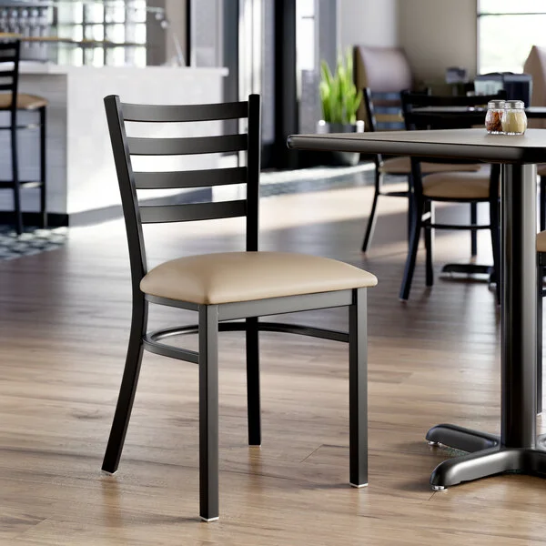Lancaster Table & Seating Black Finish Ladder Back Chair with 2 1/2 Lancaster Table & Seating Black Finish Ladder Back Chair with 2 1/2