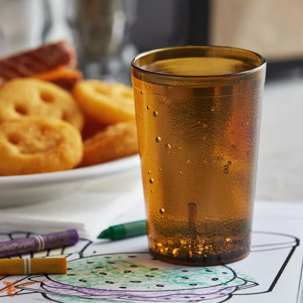 GET 6608-1-A 8 oz. Amber Customizable SAN Plastic Pebbled Tumbler - 72/Case GET 6608-1-A 8 oz. Amber Customizable SAN Plastic Pebbled Tumbler - 72/Case