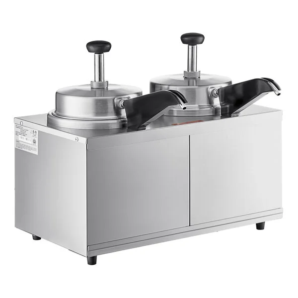 Carnival King HSPW35DBL Double 3.5 Qt. Warmer with Heated Spouts and Pumps - 120V, 1100W Carnival King HSPW35DBL Double 3.5 Qt. Warmer with Heated Spouts and Pumps - 120V, 1100W