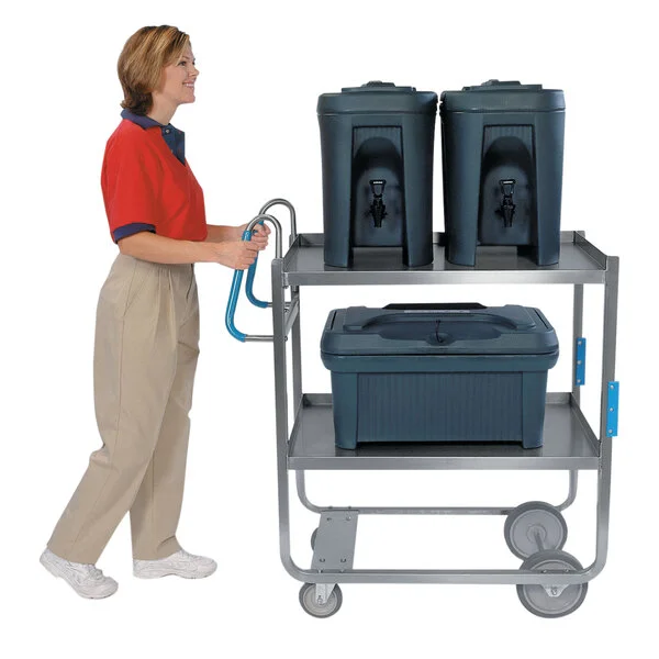 Lakeside 7020 Heavy-Duty Stainless Steel Two Shelf Ergo-One System Utility Cart - 21 5/8 Lakeside 7020 Heavy-Duty Stainless Steel Two Shelf Ergo-One System Utility Cart - 21 5/8