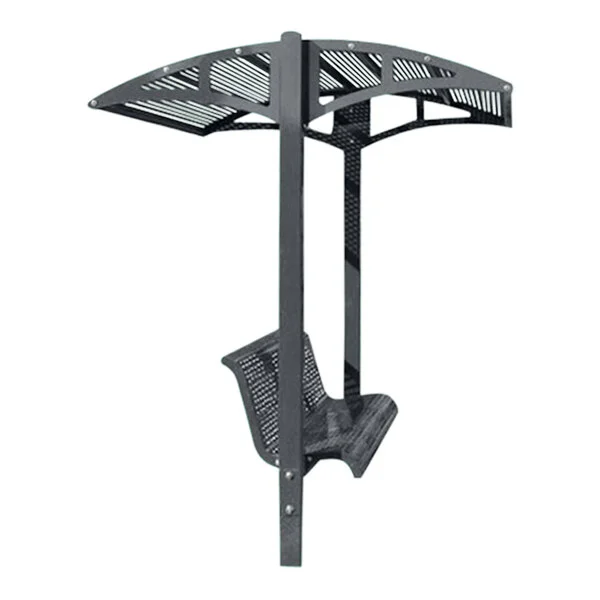 Paris Site Furnishings Shade Series 6' Graphite Gray Inground Mounted Park Bench with Canopy and Basket Weave Perforations 85 1/2 Paris Site Furnishings Shade Series 6' Graphite Gray Inground Mounted Park Bench with Canopy and Basket Weave Perforations 85 1/2